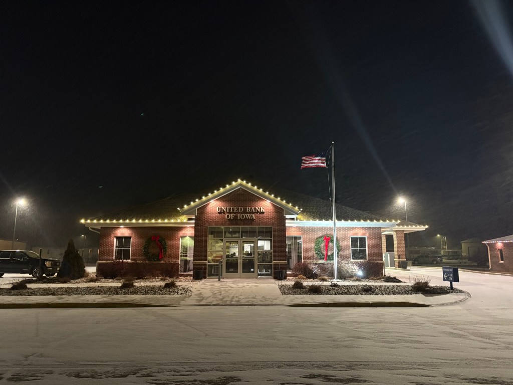 Christmas light installation in Pocahontas Iowa