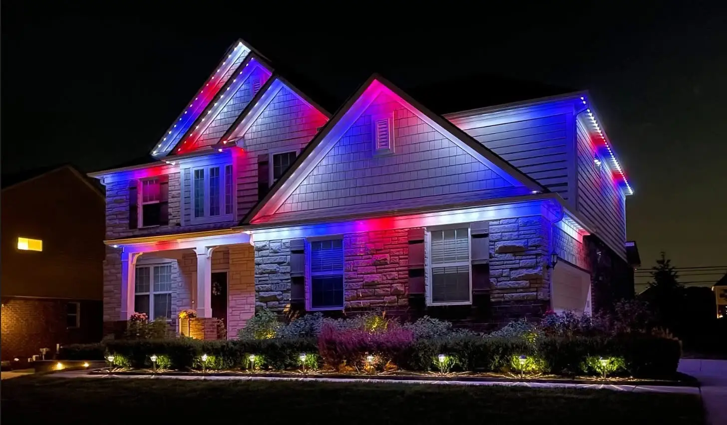Professional Holiday Permanent Light Installation on two-story home in Okoboji Iowa
